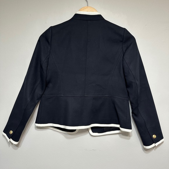 Talbots Military Peplum Jacket Womens 2P Black Gold Button Cotton Classic Preppy - Picture 5 of 15